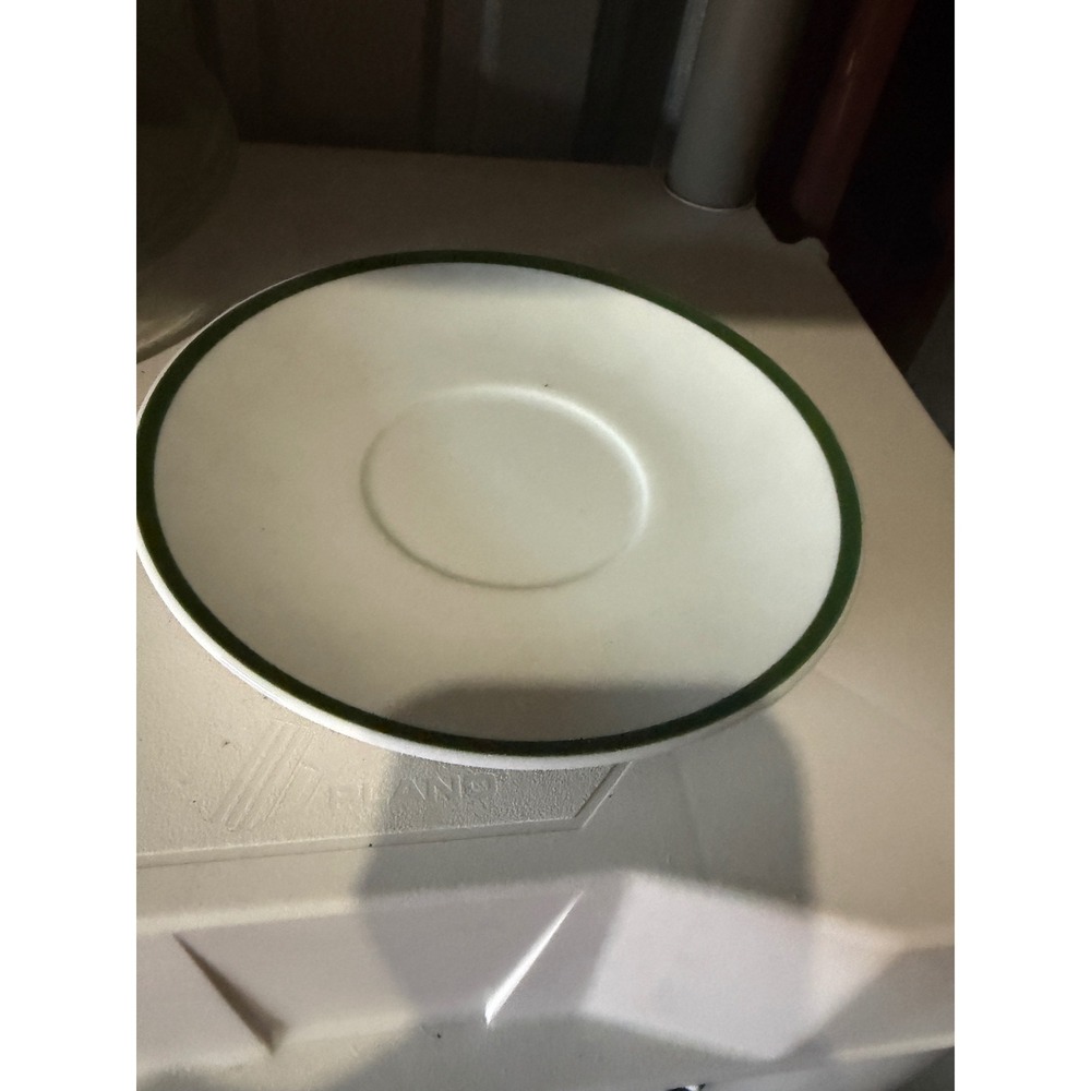 Williams-Sonoma Brasserie Salad Plates Set of 4 Green Rim White Japan 7.i5 Inch